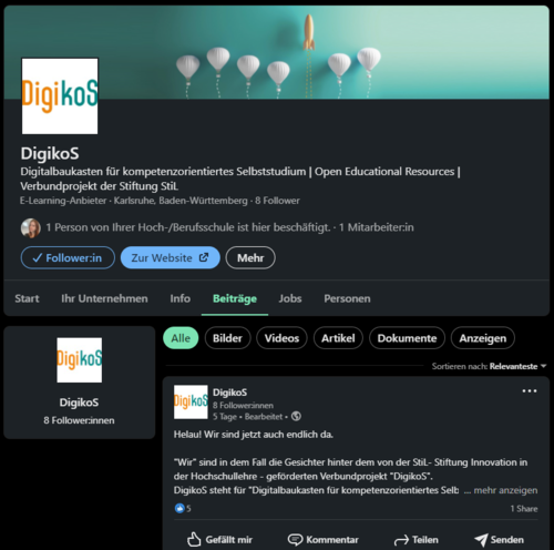 Screenshot Webauftritt LinkedIn