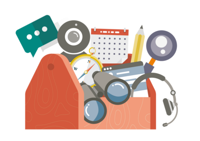 Grafik eines Werkzeugkoffers, sinnbildlich für den Digitalbaukasten