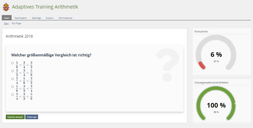 Anwendungsbeispiel aus Adaptives Training Mathematik